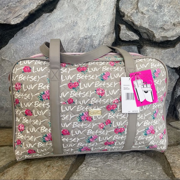 New Betsy Johnson Weekender Floral Travel Bag - Picture 2 of 5